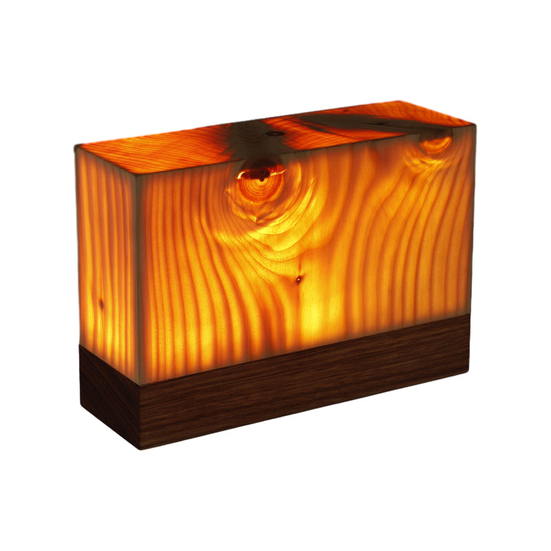 Coxwold Solid Pine Wood Block Lamp Cordless Touch