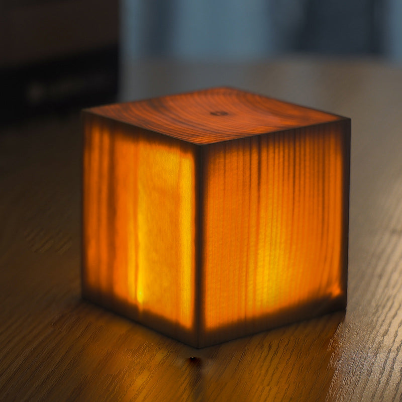 Coxwold Solid Pine Wood Block Lamp Cordless Touch