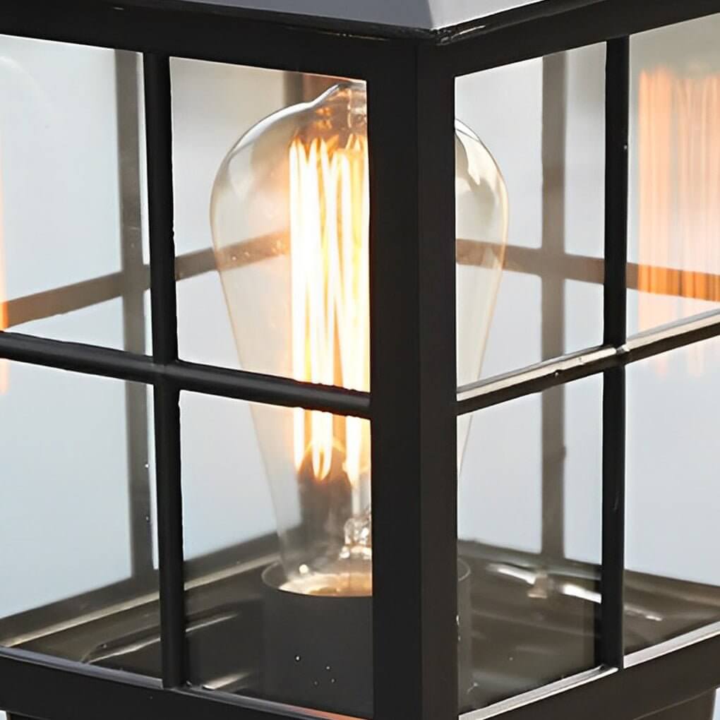 Thirsk Black Pillar Light Solar or Hardwired IP65 Lantern