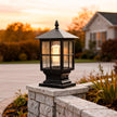 Thirsk Black Pillar Light Solar or Hardwired IP65 Lantern