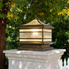Rothbury Copper Pillar Light Solar or Mains Brass Glass