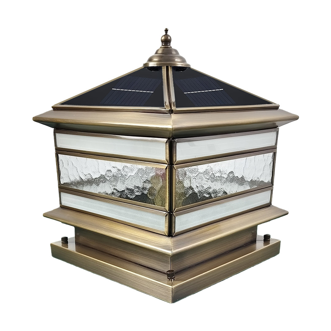 Rothbury Copper Pillar Light Solar or Mains Brass Glass