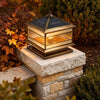 Rothbury Copper Pillar Light Solar or Mains Brass Glass