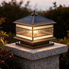Rothbury Copper Pillar Light Solar or Mains Brass Glass