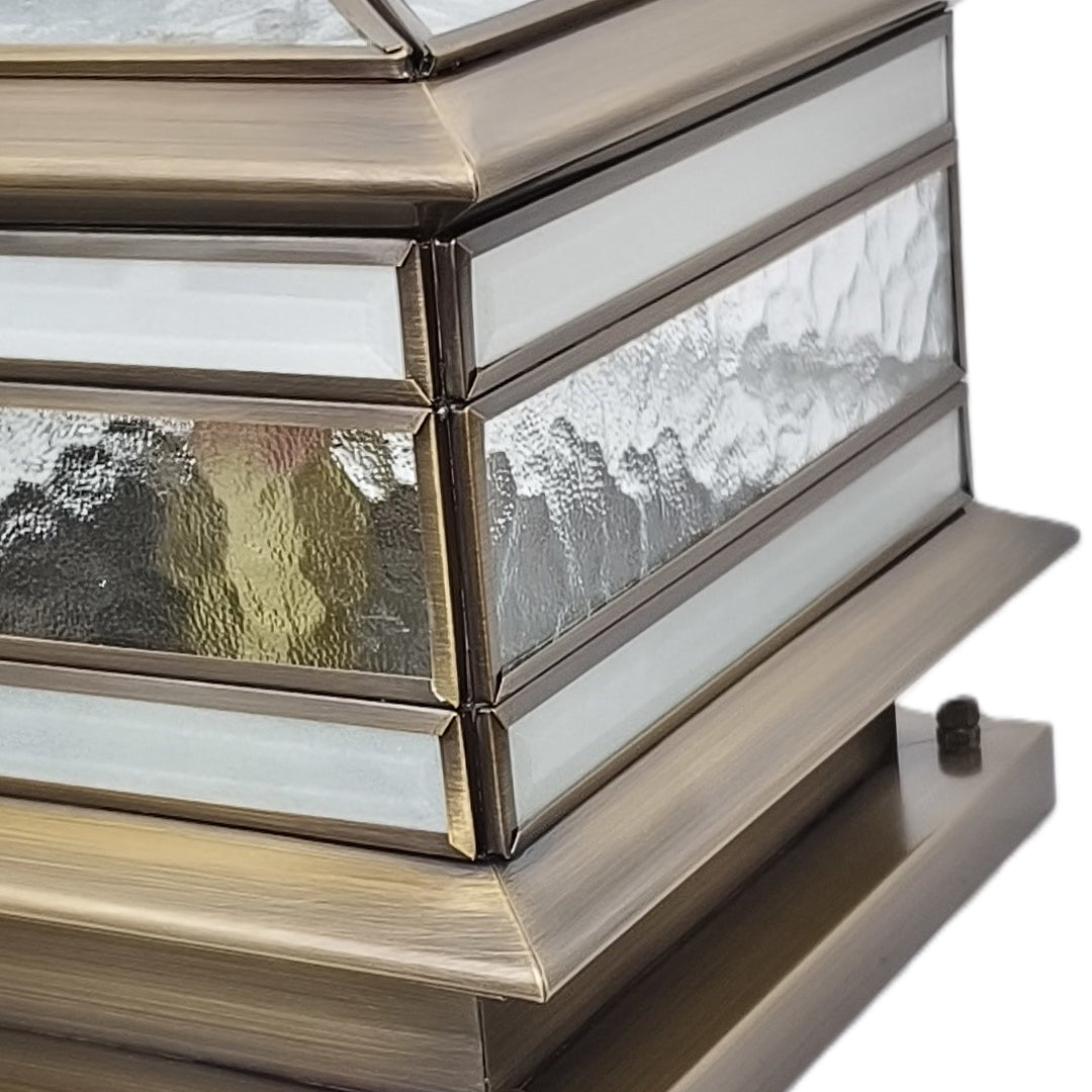Rothbury Copper Pillar Light Solar or Mains Brass Glass