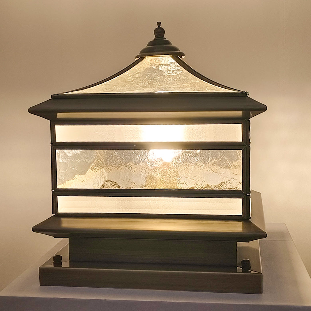 Rothbury Copper Pillar Light Solar or Mains Brass Glass