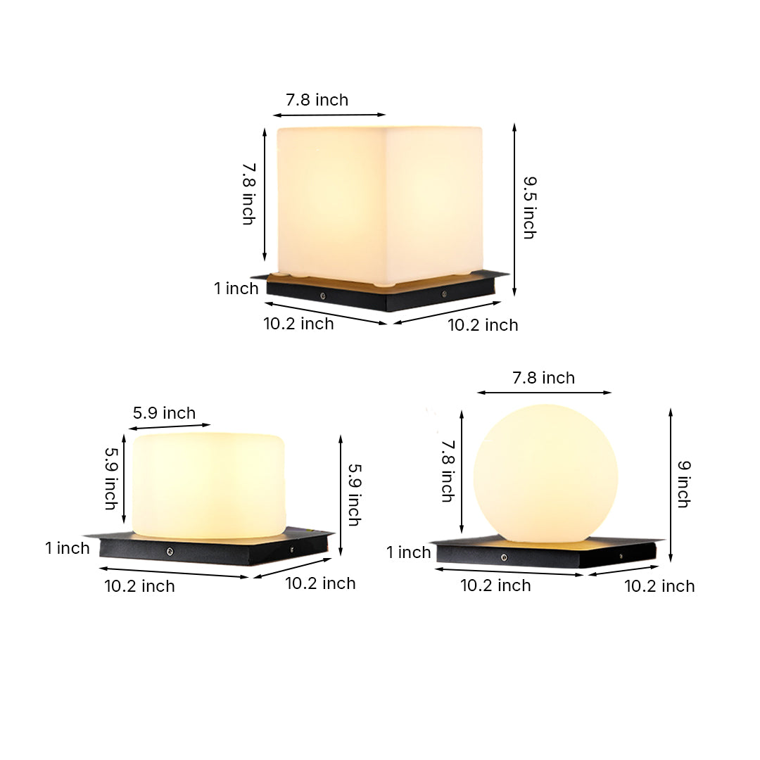 Lynton Outdoor Pillar Light Globe Cube or Cylinder Shade