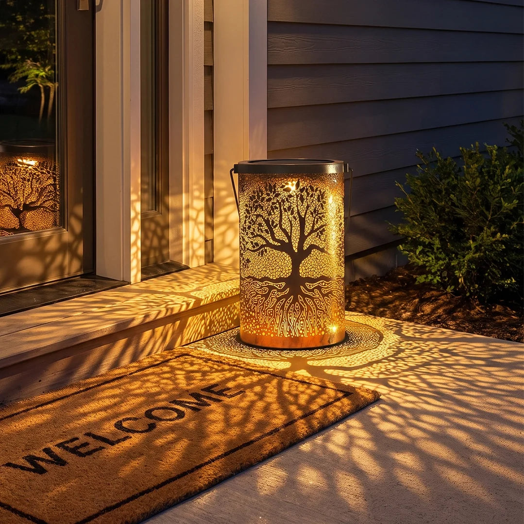 Alnwick Tree of Life Solar Lanterns Set of 2 Copper Finish