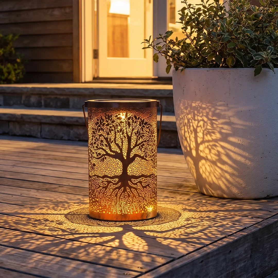 Alnwick Tree of Life Solar Lanterns Set of 2 Copper Finish