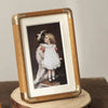 Brooks Wooden Tabletop Photo Frame Brass Corners Vintage