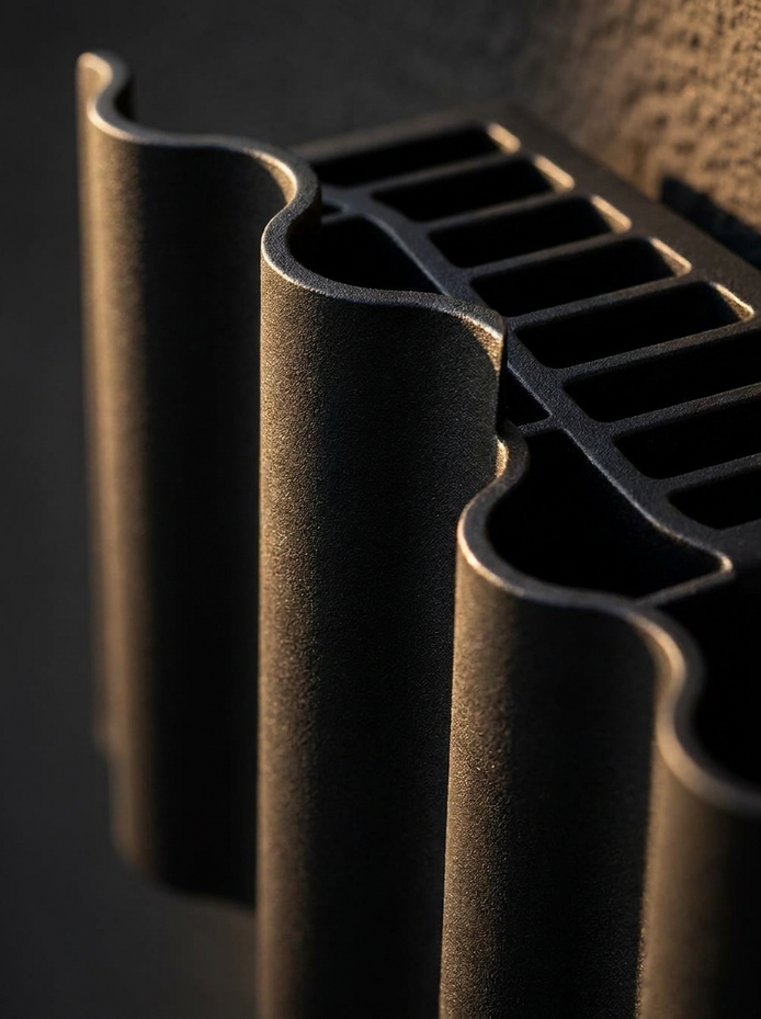 Close detail of the ripple heat sink
