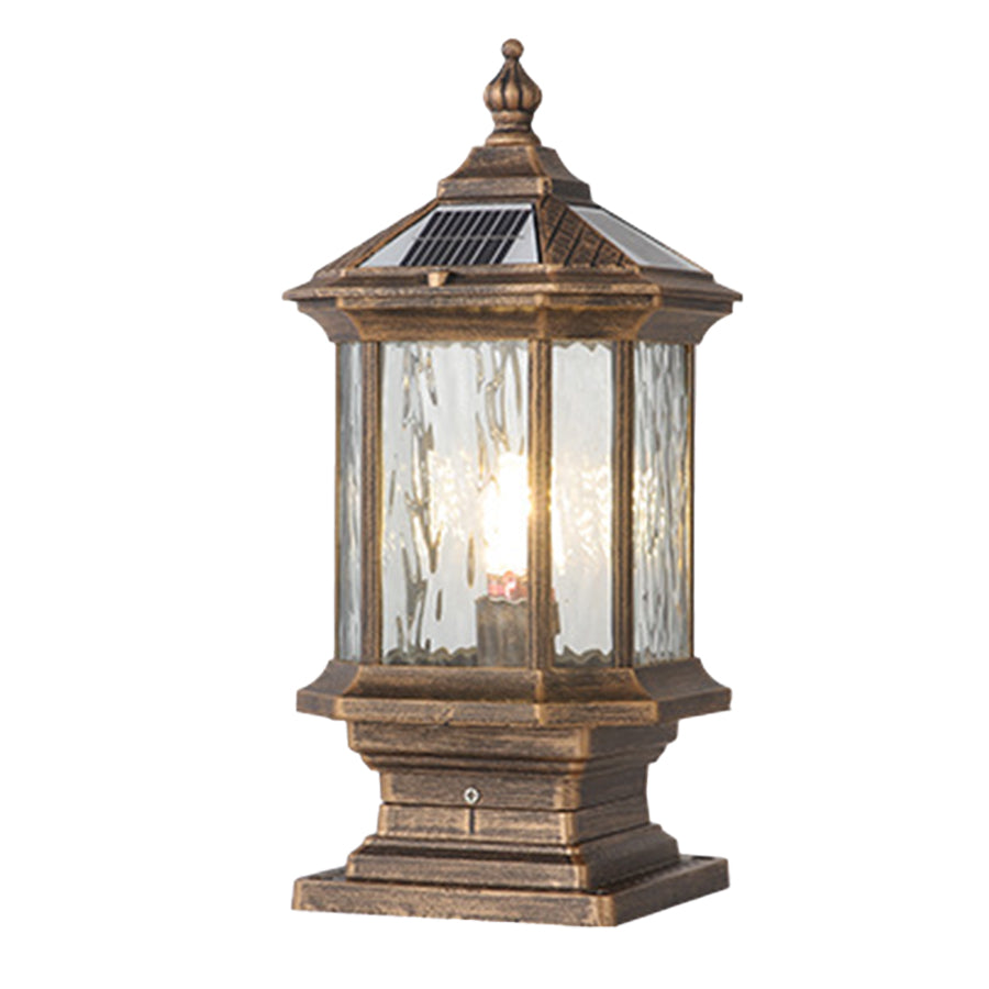 Wylam Vintage Lantern Pillar Light Solar or Hardwired