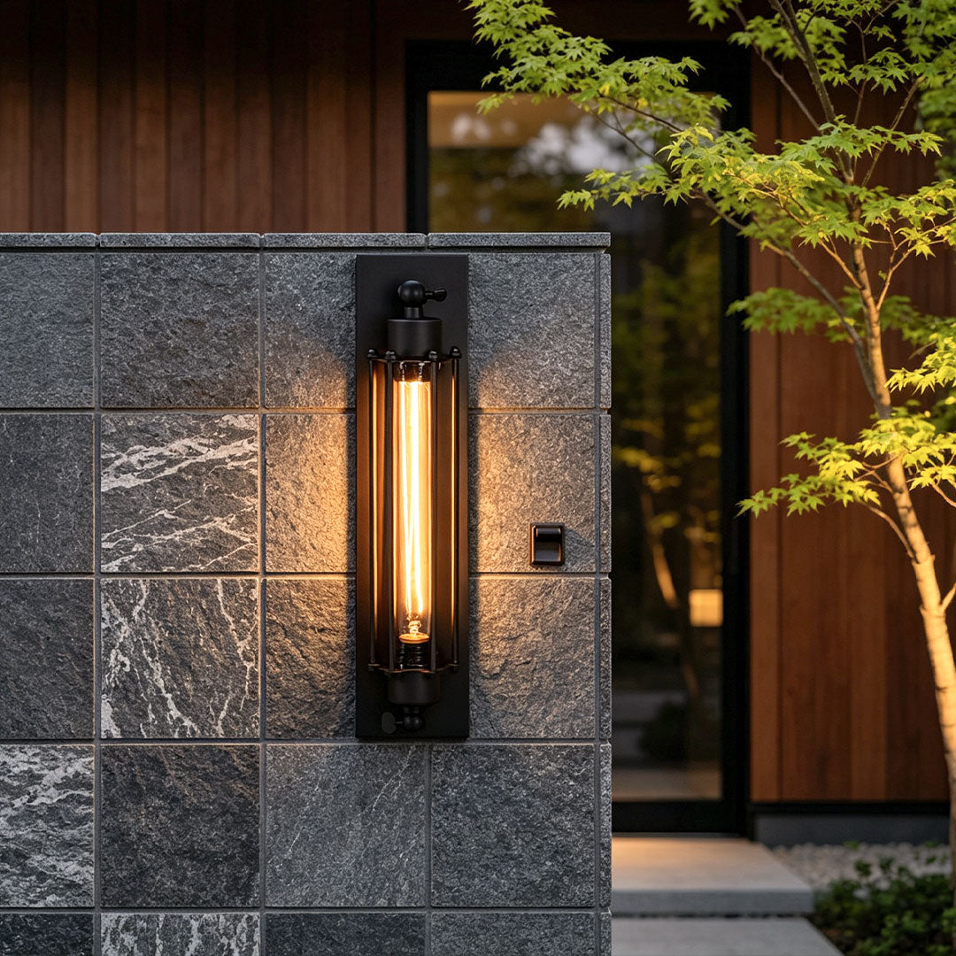Chipping Industrial Wall Sconce Black Iron Linear Lamp