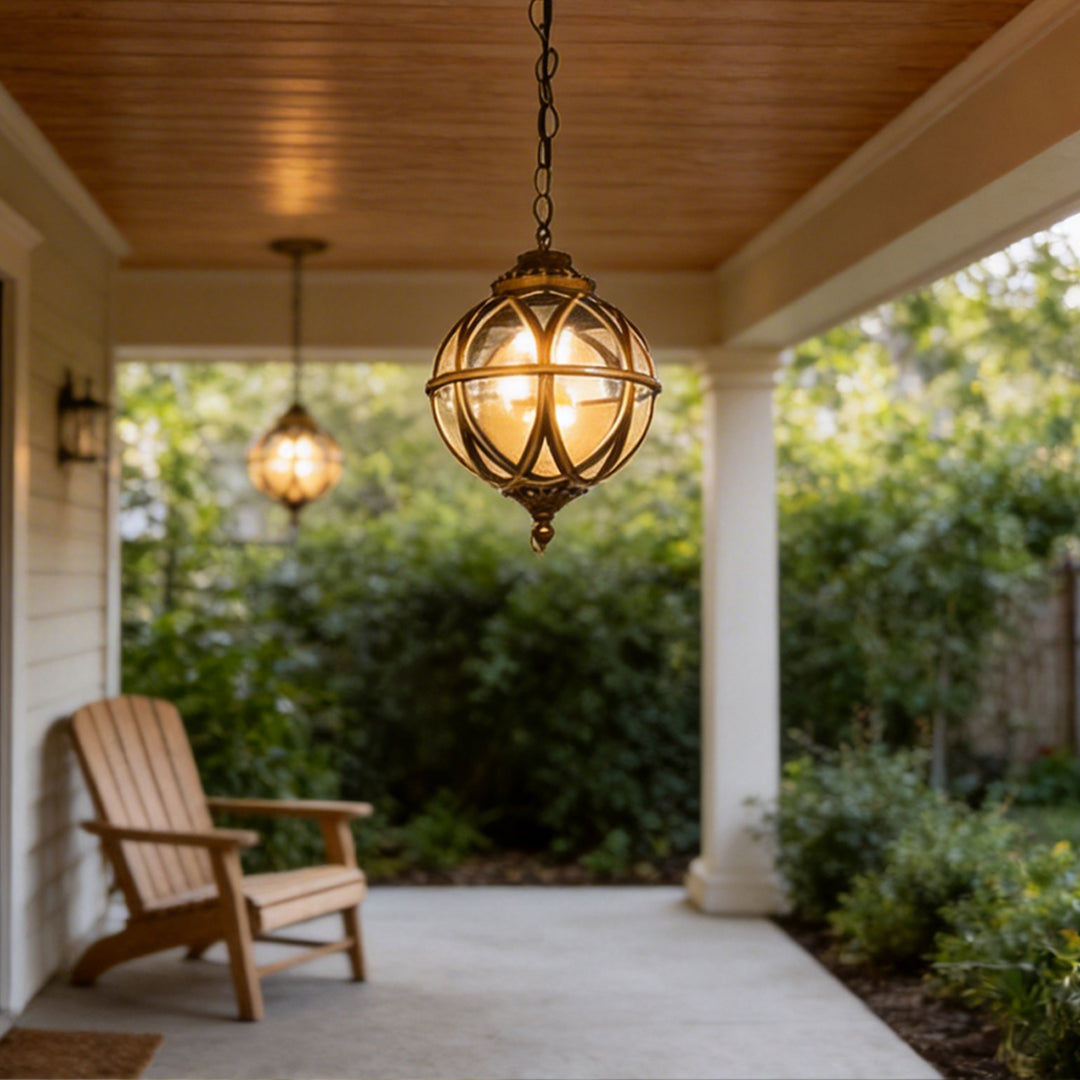 Tanfield Metal Orb Outdoor Pendant Light Globe Chain