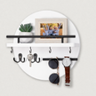 Keswick Round Wooden Key Holder Wall Hooks and Shelf