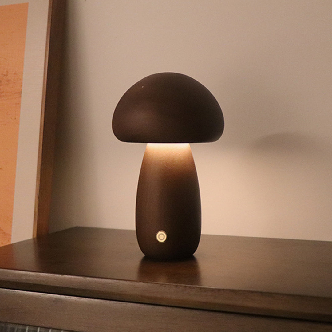 Cawood Wooden Mushroom Table Lamp Cordless Night Light