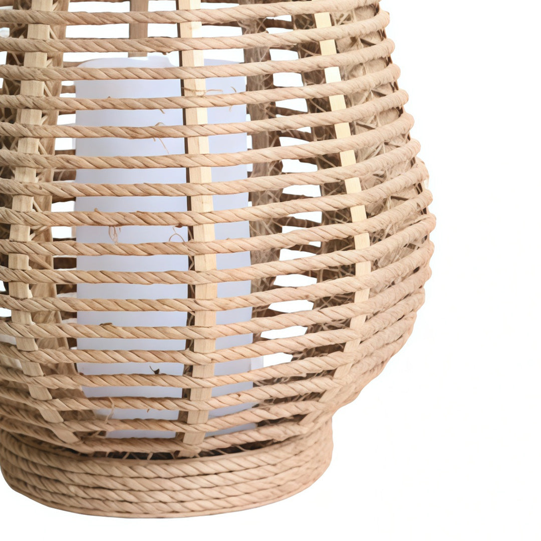 Heddon Rattan Solar Lantern Hanging Jute Rope Handle